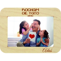 Prezent dla Taty ramka na zdjęcie, drewniana kartka z życzeniami na Dzień Taty IMIĘ grawer